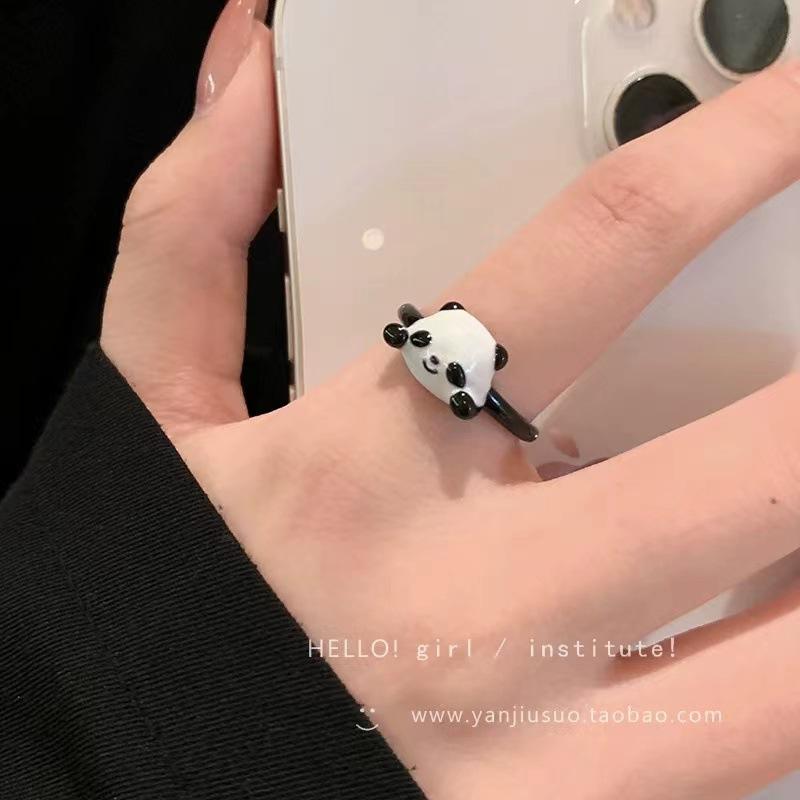 Cute Childlike Panda Ring Design Sense Simple Temperament Niche Versatile Sweet High Value Ring