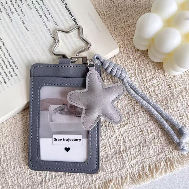 Portable INS Aesthetic Photocard Holder Y2K PU Leather Idol Photo Card Display Sleeve Pendant for Phone Hang