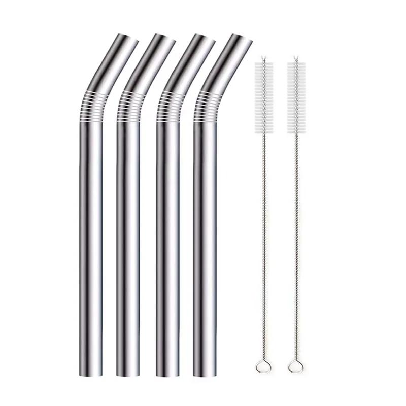 Pailles à smoothie en acier inoxydable 304 de 12 mm de large, pailles réutilisables en métal pour milkshake Boba Bubble Tea, ensemble de pailles courbées