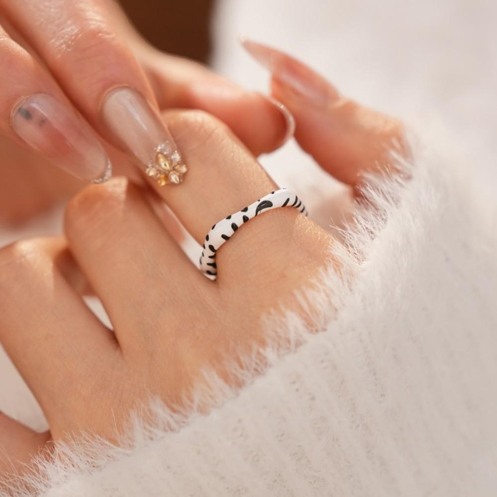 Pony Horse Cartoon Glaze Ring Delicate Opening Finger Ring Aesthetic Animal Horse Ring Set  Lady