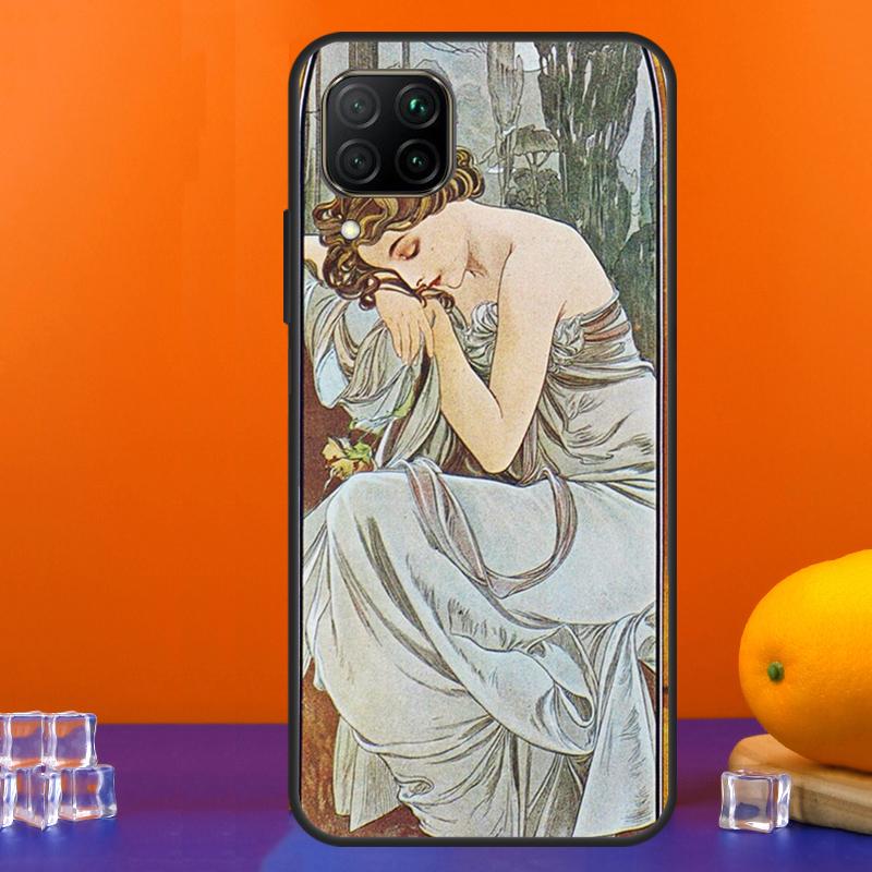 Vintage Alphonse Mucha Art For Huawei Nova 12s 12i 11i 8i 9 10 SE Y91 Y90 Y60 Y70 Y72 Y61 P20 P40 Lite P30 P60 Pro Case