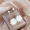 Korean Fashion White Petal Ball Earrings for Women Elegant Long Sweet Summer Pearl Rhinestone Flower Earrings Female Jewelry