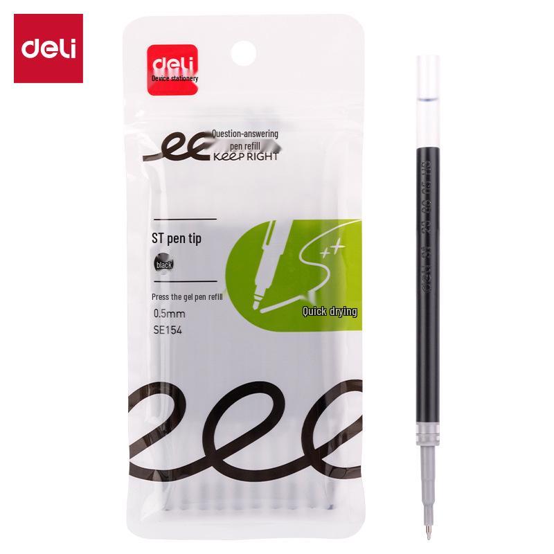 

Deli Click Pen Refill, 0.5mm Black, Quick-Drying with Smooth Gourd Tip