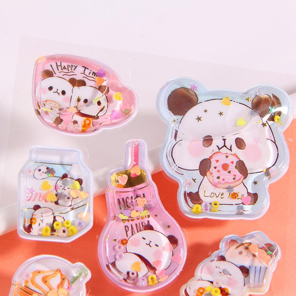 Kawaii Cartoon Colorful Dynamic Water Injection 3D Stickers Cute Diy Mobile Graffiti Decoration Stickers Holiday Gifts