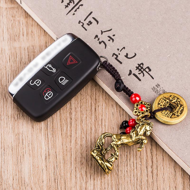 2026 Year Of Chinese Zodiac Horse Lucky Pendant Keychain Copper Feng Shui Wealth Key Ring Women Men Bag Charm Jewelry Gift