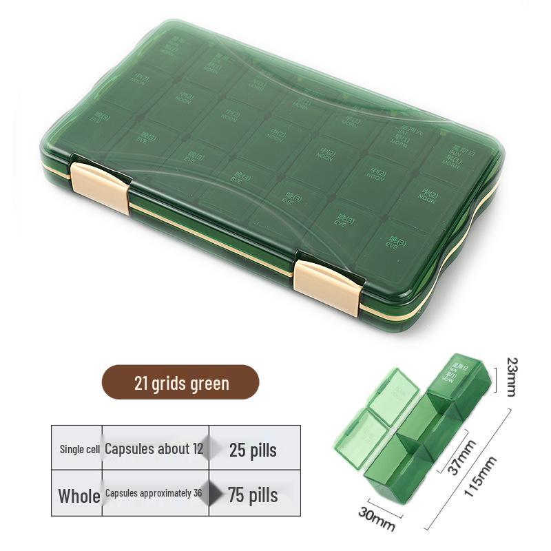 Compact Multi-Color 7-Day Pill Organizer with 21 & 28 Compartments