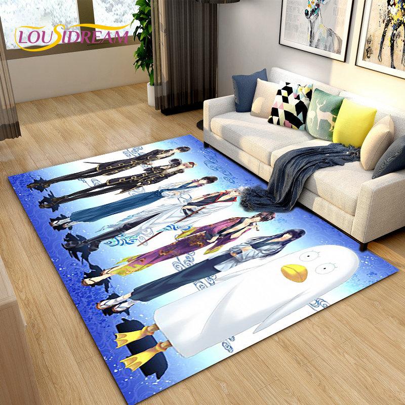 Anime Gintoki Kagura Gintama Area Rug,Carpet Rug for Living Room Bedroom Sofa Doormat Decoration, Kids Play Non-slip Floor Mat