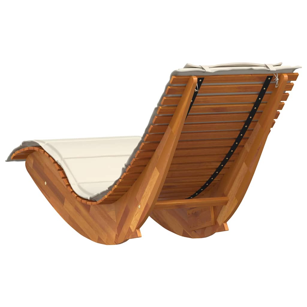 2 Person Sun Lounger with Cushions 2 Pcs Brown Solid Acacia Wood