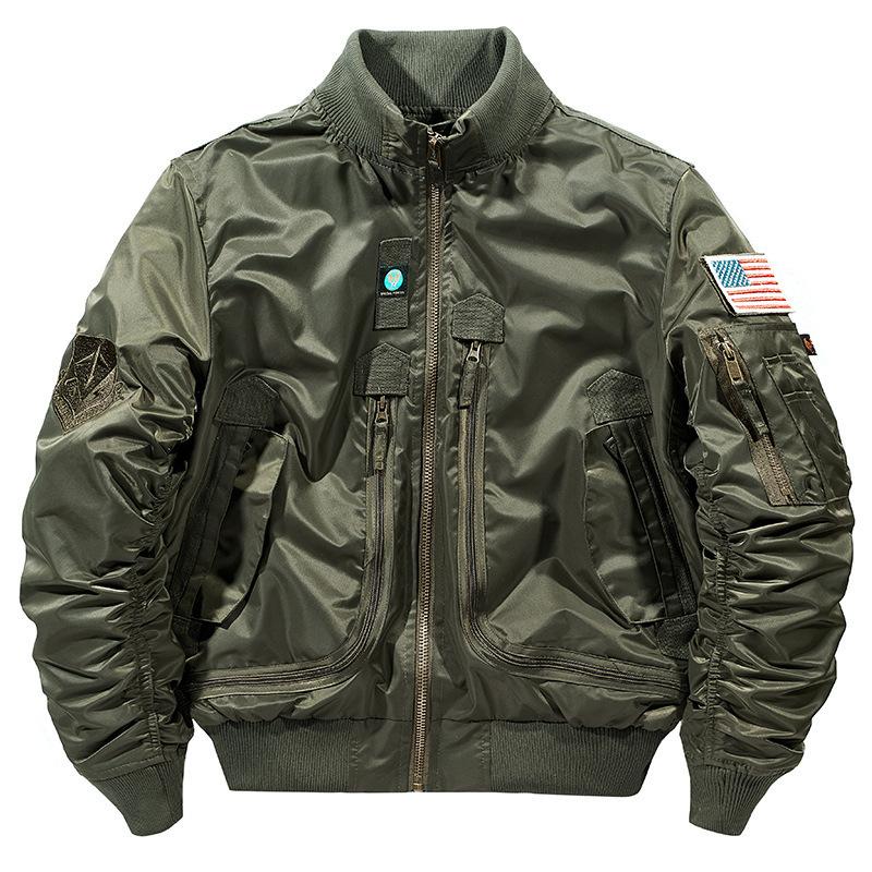 Spring and Autumn Flight Jacket Men's Loose Large Size Tactical Tooling Jacket Stand-up Collar Embroidered Baseball Jersey Trendy Men