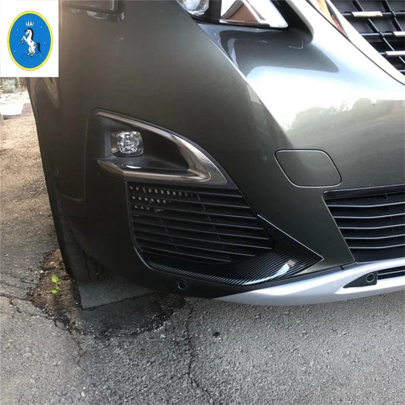 Car Front Head Fog Lights Lamp Eyebrow Cover Trim For Peugeot 3008 3008GT 2017 - ABS Chrome / Carbon Fiber Look Accessories