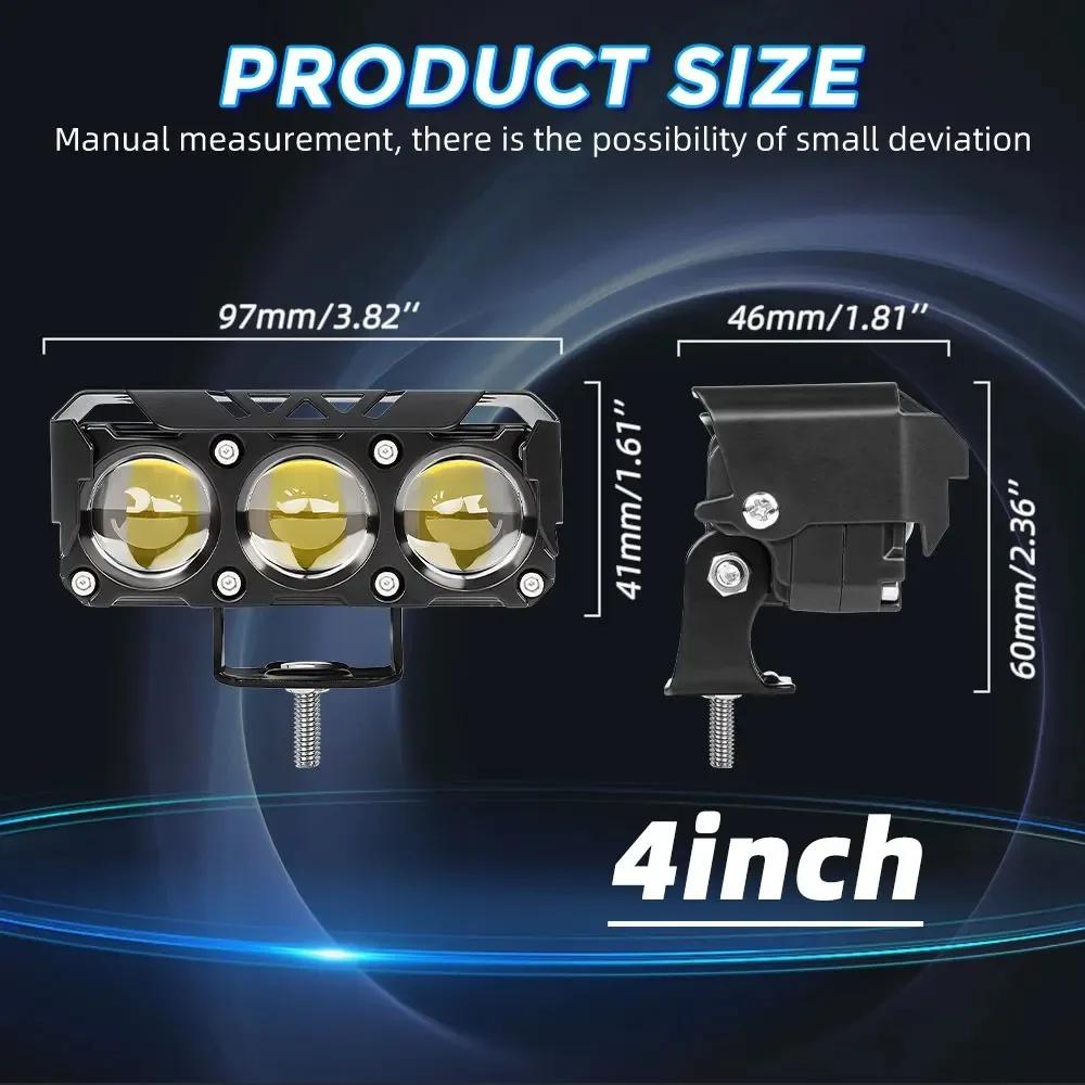 Motorcycle LED Spotlights Headlamp Car Headlight Bulbs Auto Lamp Projector Lens Dual Color Spot Fog Work Auxiliary Light 200W