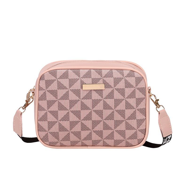 New Fashionable Contrasting Color Shoulder Messenger Women's Bag Printed Webbing Camera Bag Long Standard Shoulder Bag One Piece