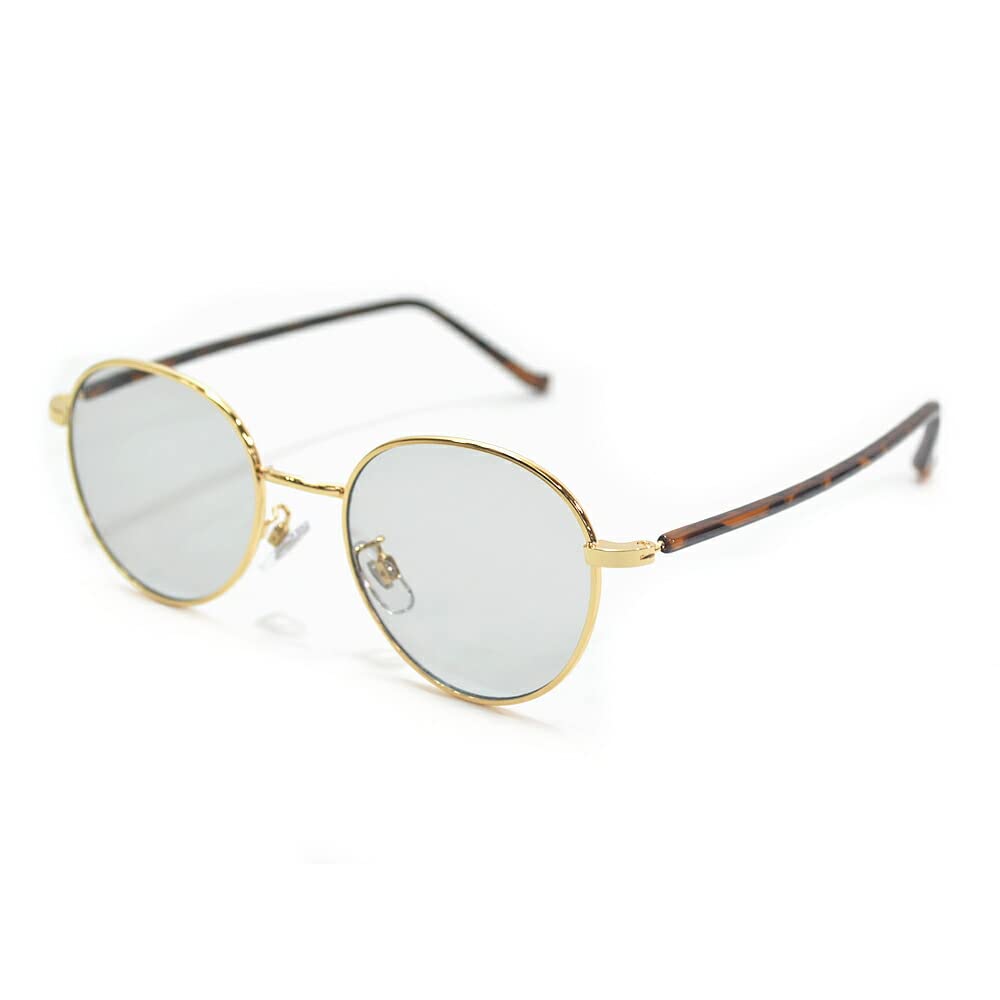 [MERRY PLEASURE] Sunglasses, Fashion Glasses, Men's & Women's, Boston Style, Round, Light Colored Lenses, Gold, Demi Brown, Gray, Smoke, Clear