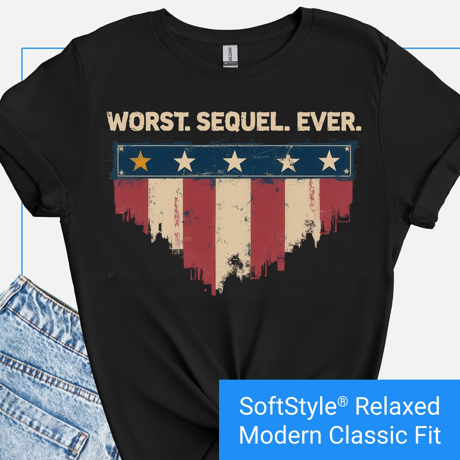 Funny Anti Trump T Shirt, Worst Sequel Ever Tee, Anti MAGA Patriotic Political Shirt, Liberal Protest Tee, Democrat Gift for Men Women 2XL