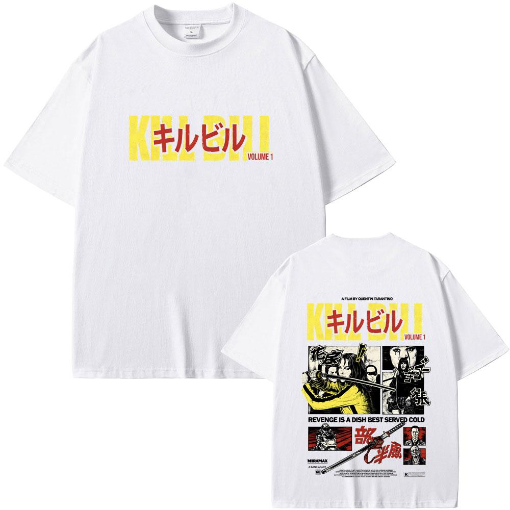 Camiseta Película Kill Bill La Matanza Completa Quentin Tarantino Película Pulp Fiction Camisetas Hombre Mujer Moda Camiseta Oversize XS blanco