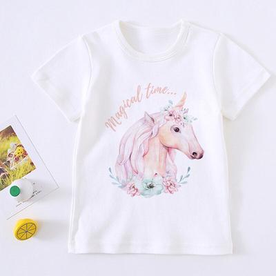 Funny Unicorn Pug Toddler Girls T Shirt Kids Cotton Short Sleeve Ruffle Tee