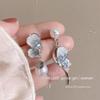 2025 Trendy Korean Micro-Inlaid Zircon Bow Earrings with S925 Silver Needle and Pearl for Women