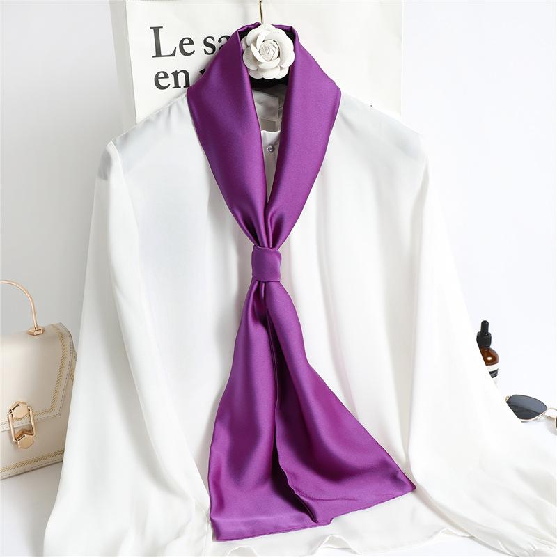 Solid Color Neckerchief Long Hair Scarves Female Silk Satin Neck Scarf For Women 14*145CM Fashion Headbands Plain Bag Scarf 2023
