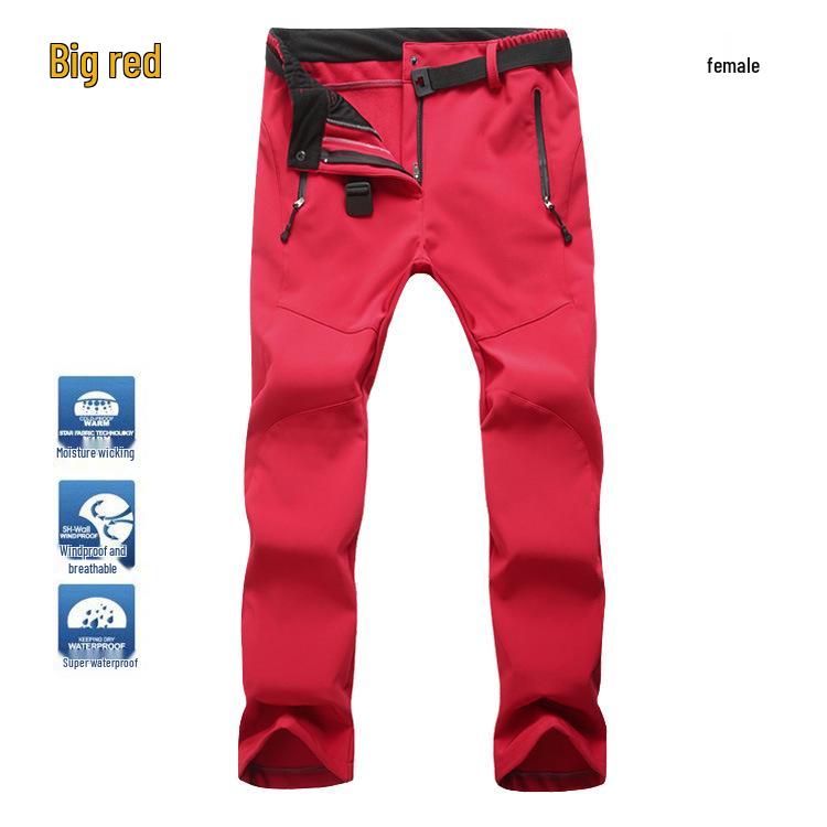 Men's and Women's Windproof Softshell Fleece Pants for Skiing, Mountaineering, and Outdoor Sports - Slim Fit, Plus Size, Autumn/Winter.