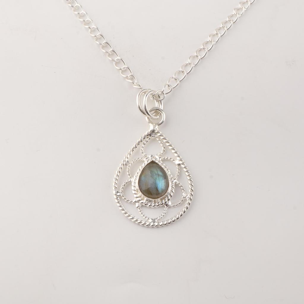 Labradorite Gemstone 925 Sterling Silver Pretty Pendant 1.40" For Mother PP-19-14