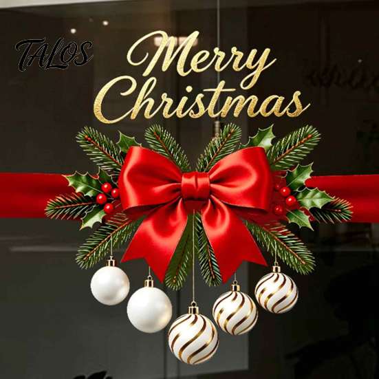 Durable Winter Holiday Decals Gold Merry Christmas Window Clings, Decorative PVC for Reusable Glass Decor Home Decor, Waterproof Removable Stickers