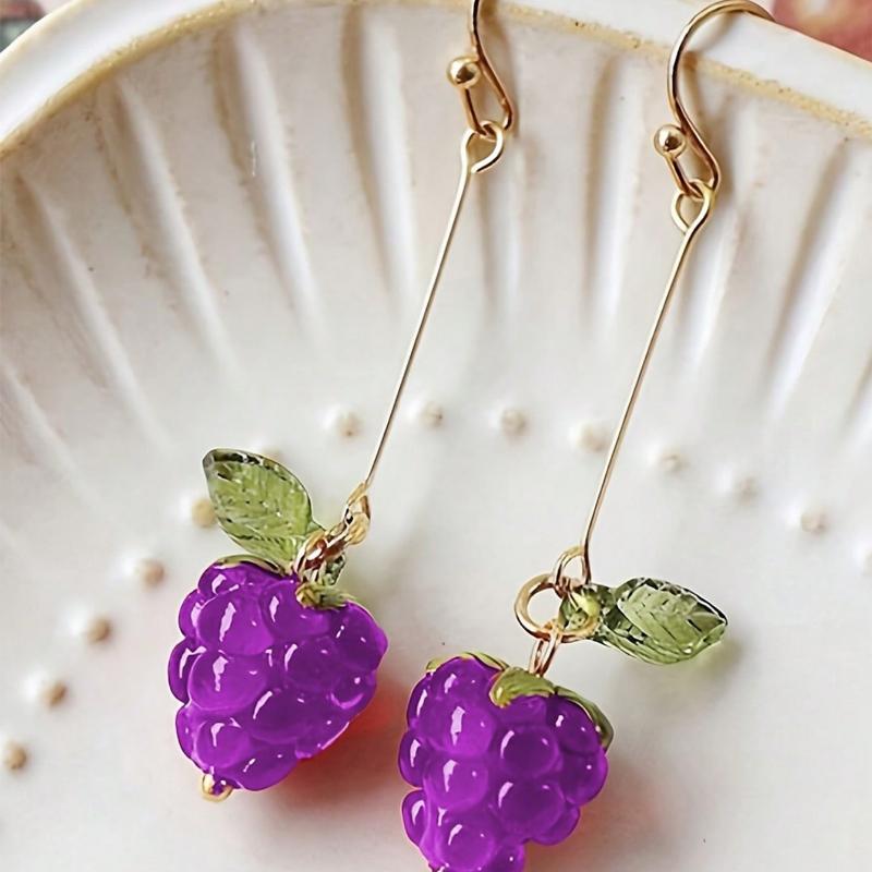 

1 пара сережек-кисточек с красной малиной/клубникой для женщин, свежие и милые, модные и роскошные, универсальные