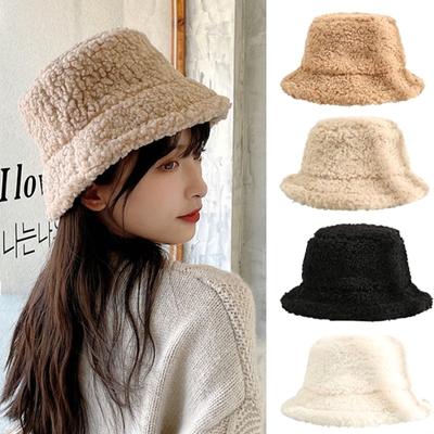 Chapeau bob en fausse fourrure d'agneau pour femme, chaud, en velours, idéal pour l'hiver, idéal pour l'extérieur, style Panama.