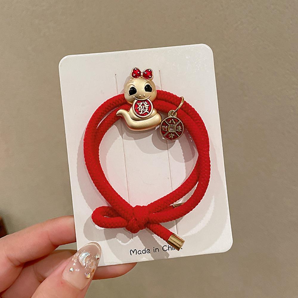 Zinc Zinc Alloy Snake Year Hair Ring Rhinestone Chinese Style Bracelet Fashion New Year Hair Rope Festival