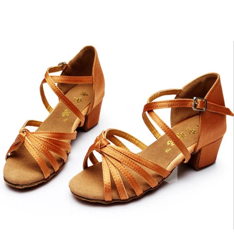 Tanzschuhe Mädchen Tanzschuh Sommer Kind High Heel Sandale Lateinischer Tanzschuh Weich besohlt Quadratischer Tanzschuh Übungs-Tanzschuh