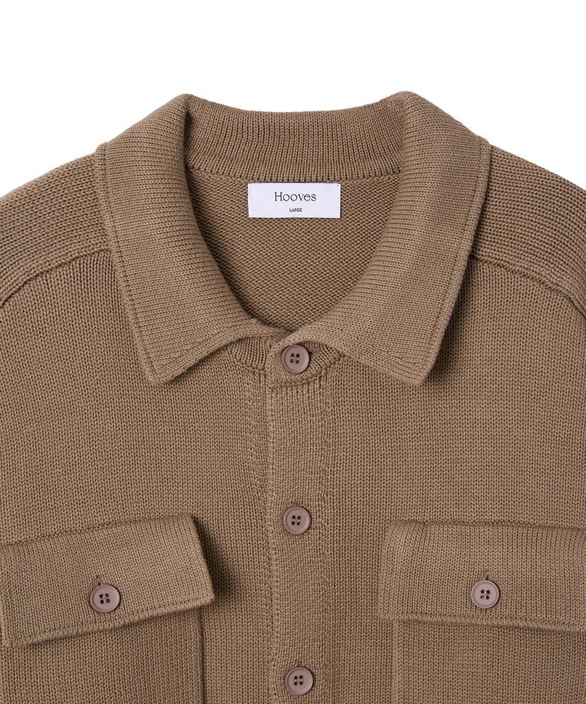Hooves Cotton Trucker Knit Cardigan [Beige]