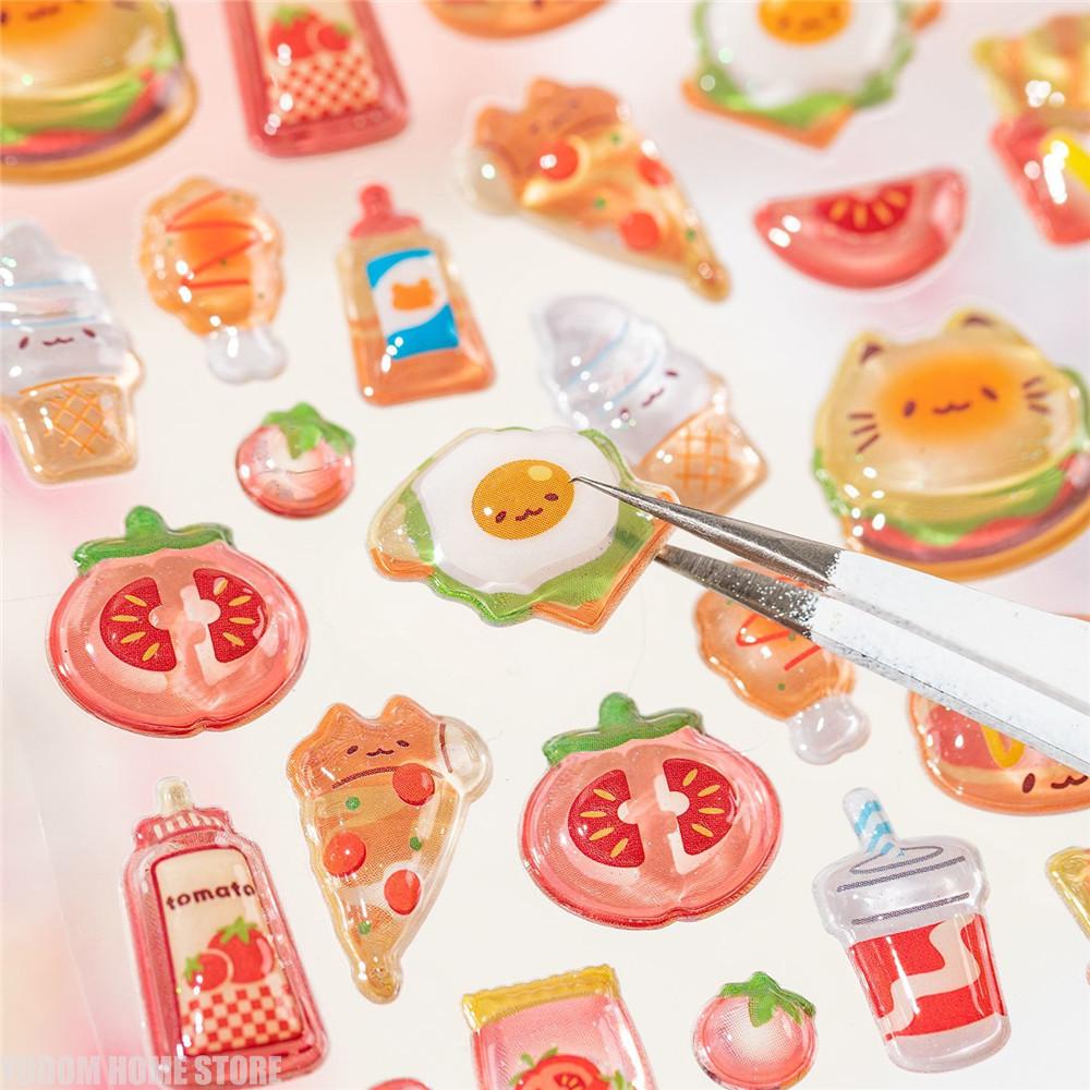 1/4pcs Cute 3D Sushi Candy Relief Stickers for Handmade Diy Scrapbooking Journaling Supplies