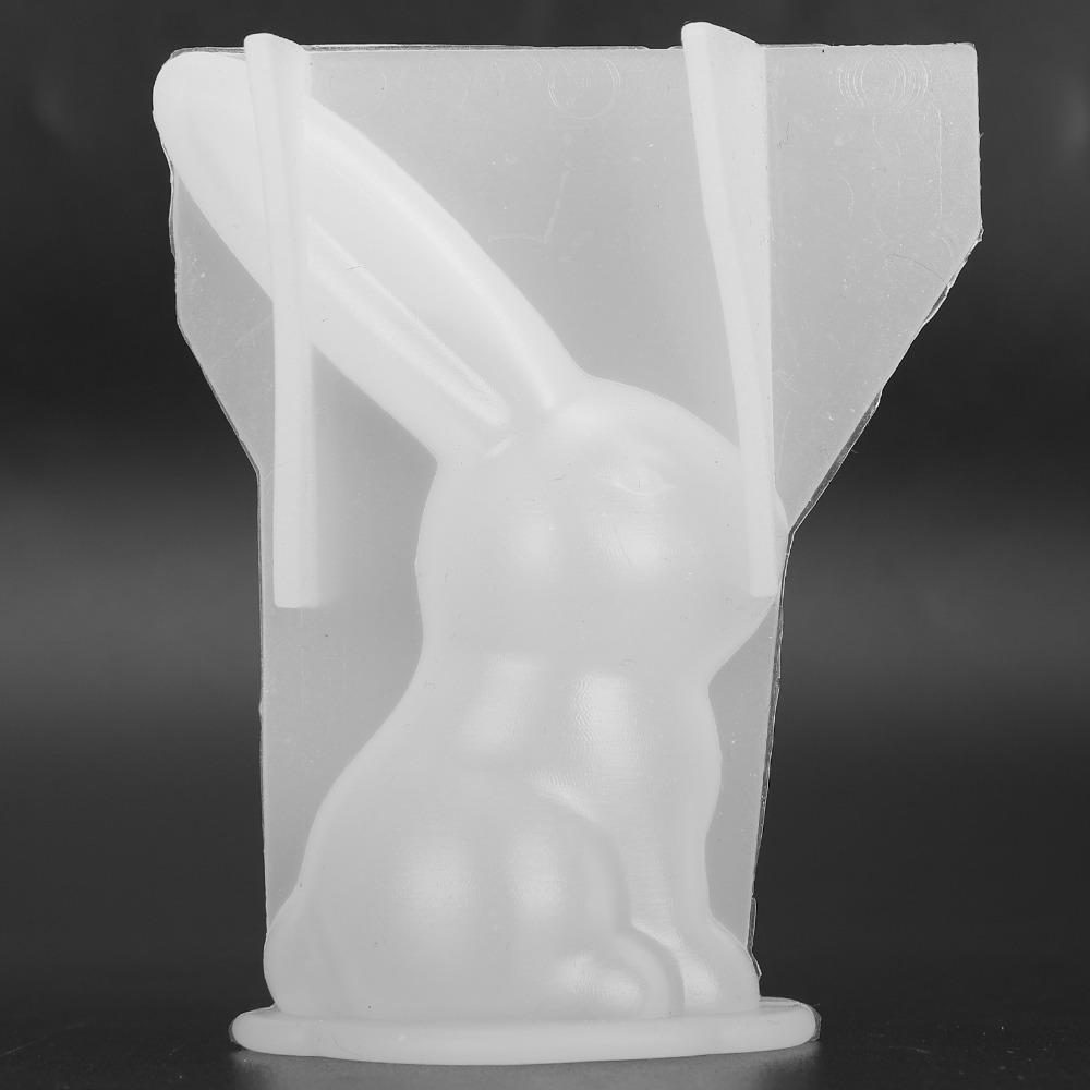 Silicone 3D Rabbits Resin Mould Bunny 3D Animal Silicone Mould Cute Transparent Long Ears Rabbits Mould DIY Handmade Craft
