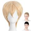 CaseEden Cosplay Wig, Short, Gold, Blonde, White, Melche, Wig Net (Set of 2)