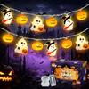 Halloween Decoration Ghost Pumpkin Light40 Balls Total Length 6M Battery-operated 8 Lighting Patternswitch Bat LED Light