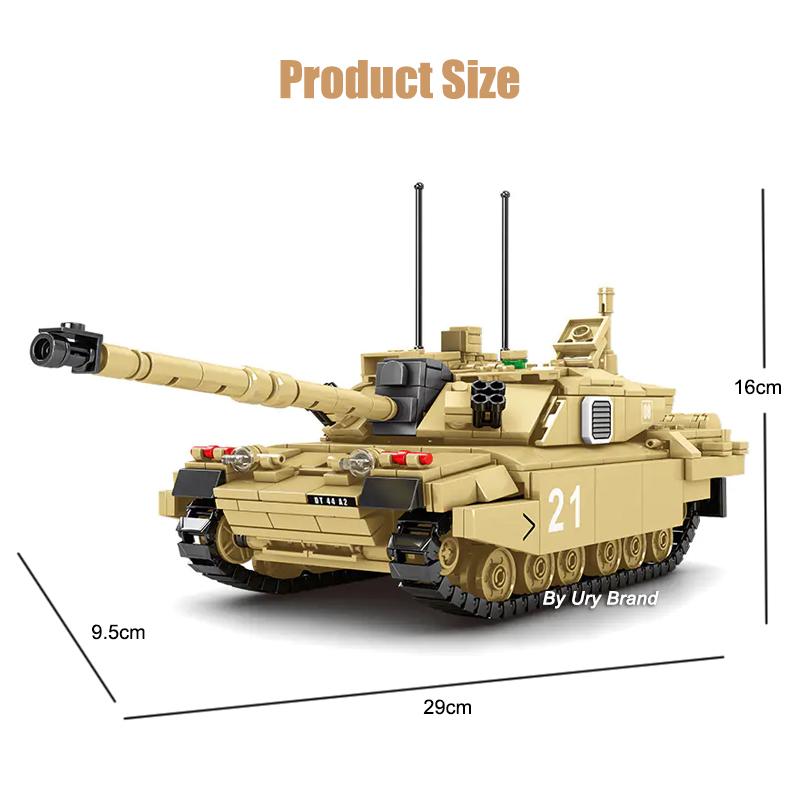 WW2 Army Tank Military MBT M1A2 Abrams FV 4034 Challenger-2 Cannon Chariot Sets Soldiers Building Blocks Toys for Boys