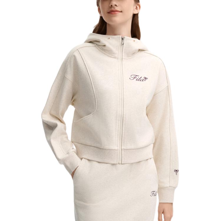 FILA Soft And Comfortable Loose Fit Short Jacket Women jackets Cheese-Flower-Gray F11W439505FLM