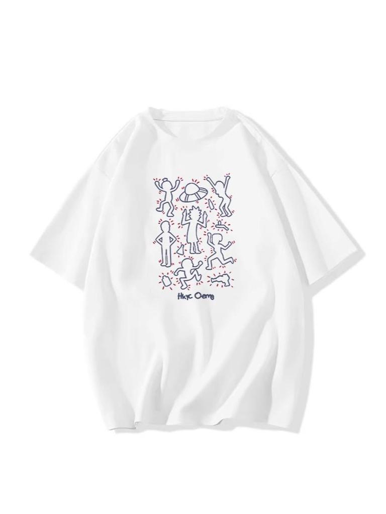 Women's Retro Hip-Hop Oversized Cotton T-Shirt - Summer Short Sleeve Niche Design