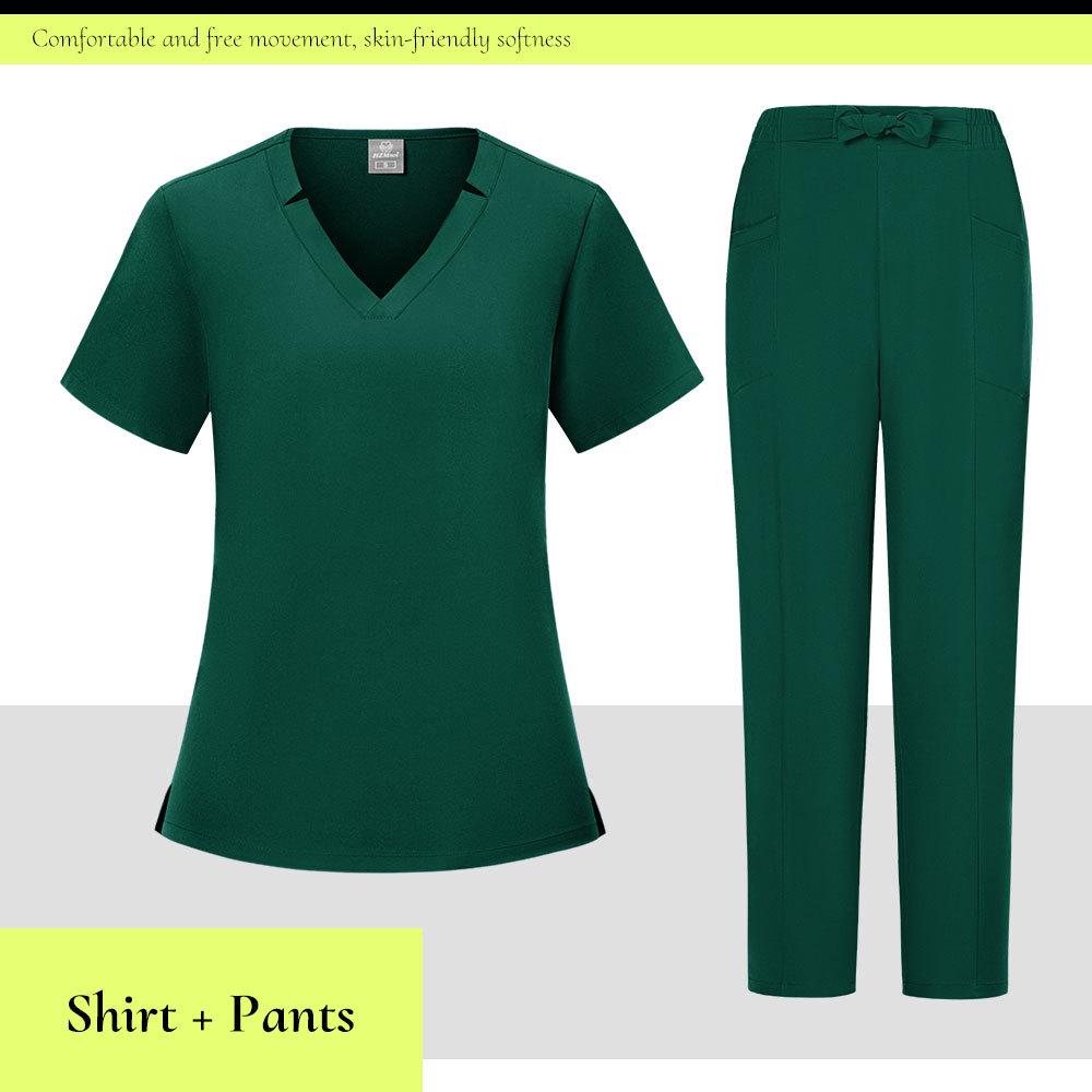 Nine Colors Available: Short-Sleeve Long Pants Handwashing Set for Beauty Salon & Medical Staff