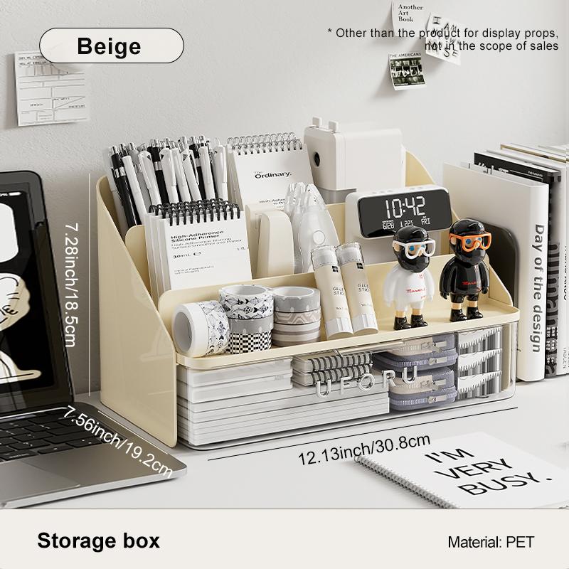 Desk organizer, student stationery drawer, home and office organizer with pen holder, multi-purpose storage box