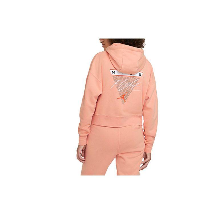 Jordan Flight Fleece Pullover Hoodie Women Tops Apricot Yellow Pink DB9067-895