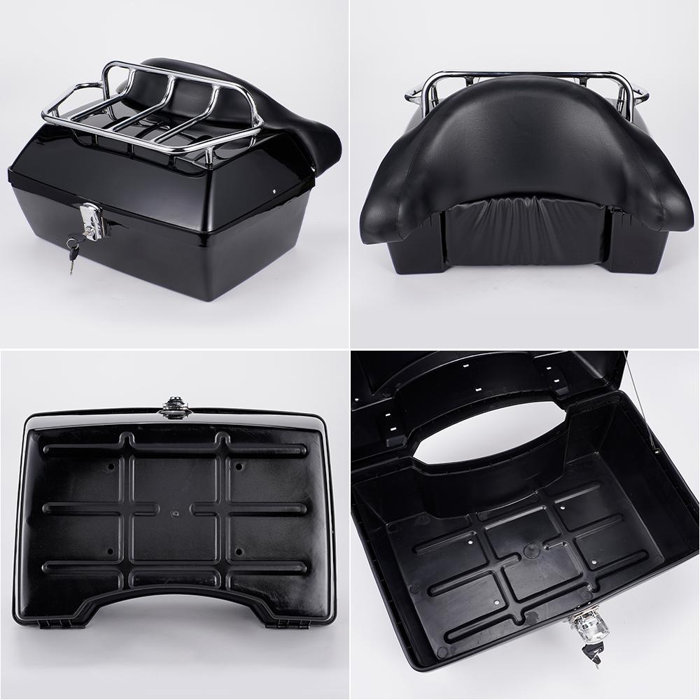 48L Motorcycle Trunk Rear Storage Box Tail Luggage Trunk Case Toolbox w/Backrest Pad Scooter Motorbike Universal