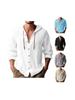 Men's Hooded Drawstring Cotton Linen Cardigan - Casual Long Sleeve Solid Beach Shirt