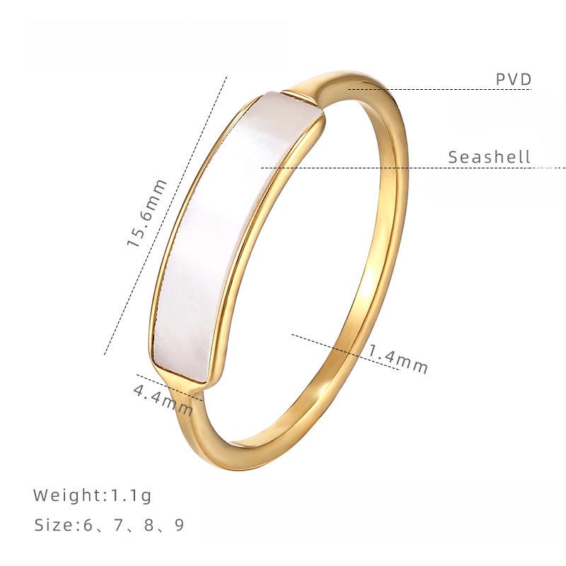 

Простое квадратное кольцо-ракушка из титановой стали с гальваническим покрытием, кольцо для ношения стопкой, нишевые аксессуары для женщин в стиле легкой роскоши 9