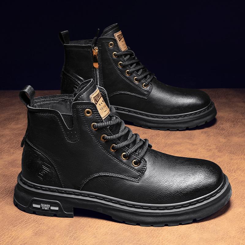 Fleece Warm Thickened Martin Boots Men's High-top Classic Shoes Fashionable and Comfortable Winter High-quality British Style Platform Boots