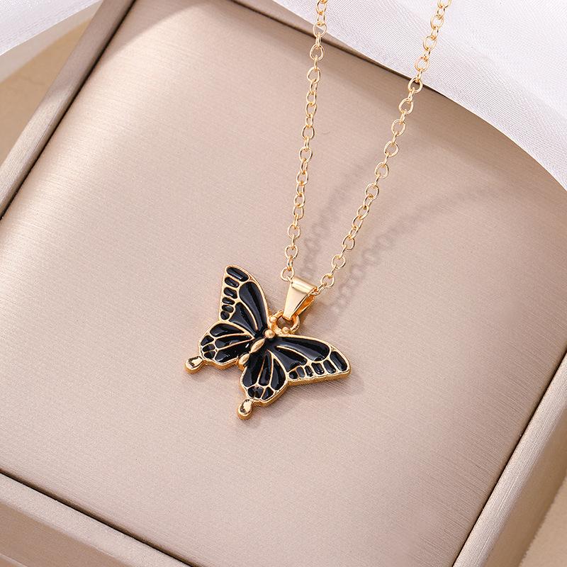 Accessories Fashion Oil Drip Alloy Pendant Personalized Oil Drip Butterfly Necklace Autumn New Items