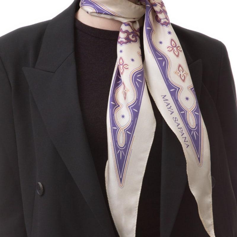 MAYA SAPANA Printed Silk Rhombus Scarf - Tapioca