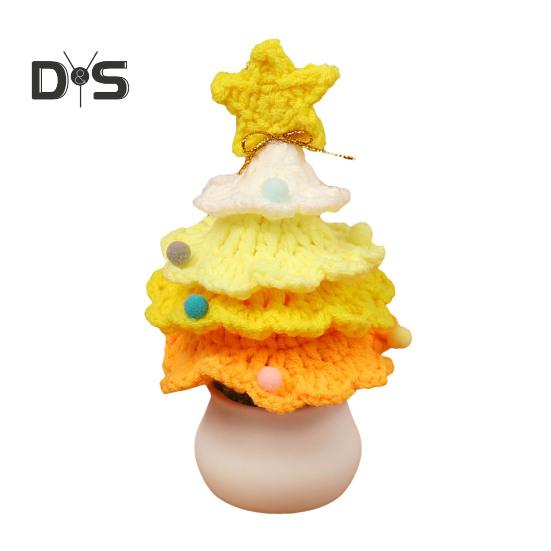 Crochet Christmas Tree Handmade Knitting Xmas Tree Ornaments Potted Plant Desktop Figurine for Holiday Crafting