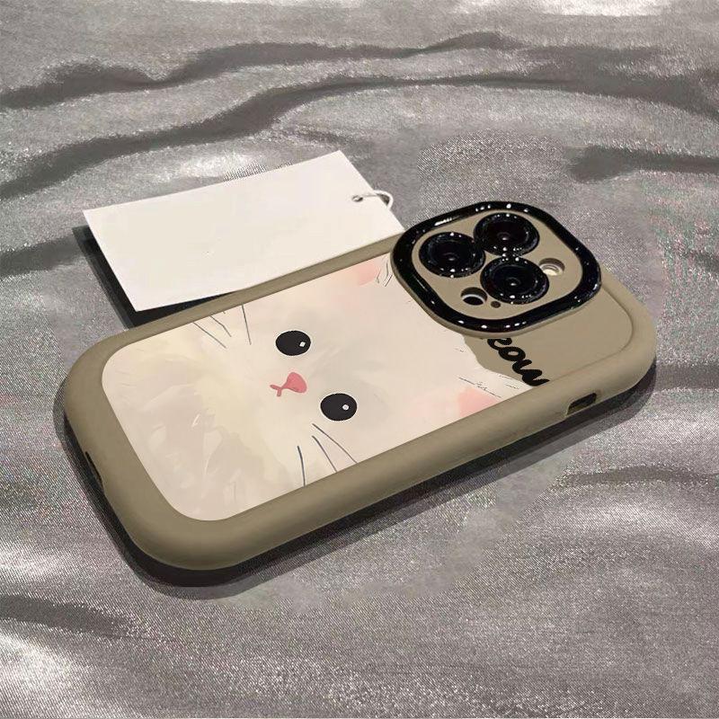 Cartoon Compatible with Apple 15/14 Plus Matte 13 Silicone 12mini Cat 16promax Phone Case