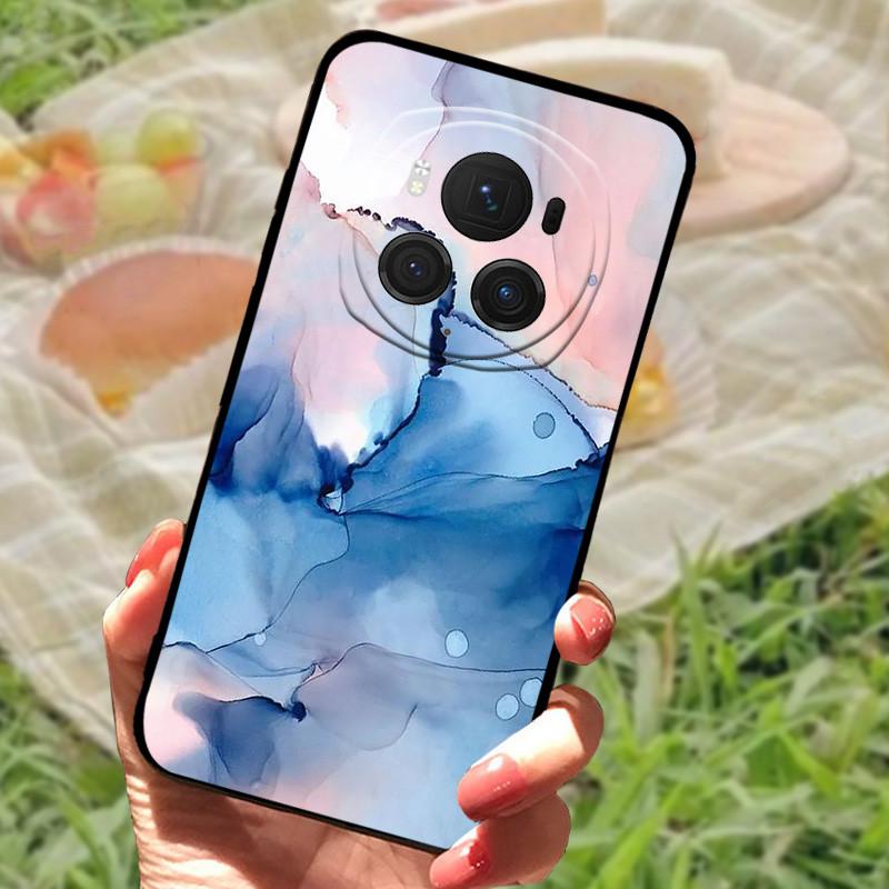 Für Honor Magic6 Pro Hülle Abdeckung Honor Magic6 Silikon Weich Marmor Schwarz Stoßstange Funda Coque für Honor Magic 6 Pro Vollständig Schützend