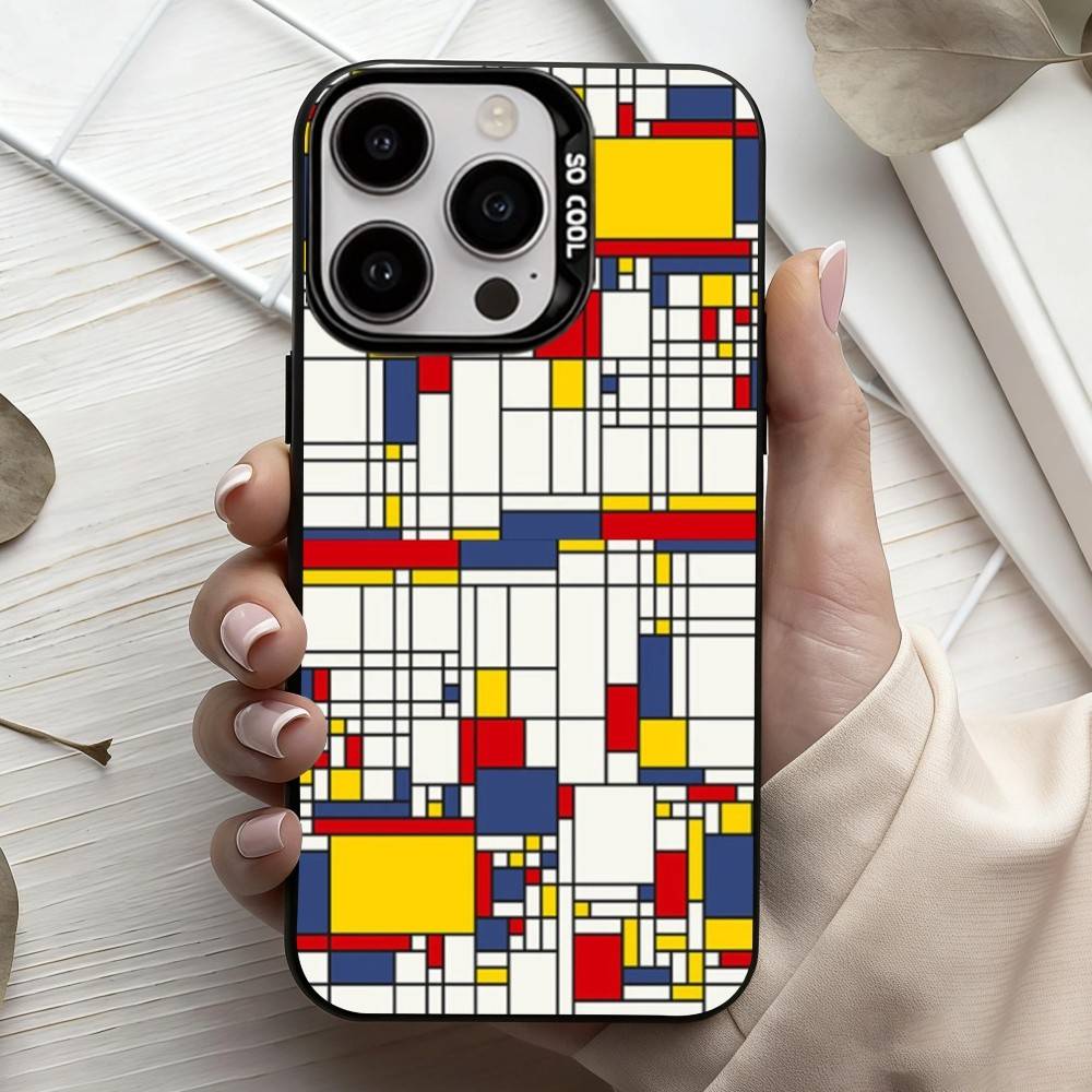 Grid T-TOPLBPCS M-Mondrian  Phone Case For iPhone17,16,15,14,13,12,11 Plus,Pro Max Black Candy silver phone case